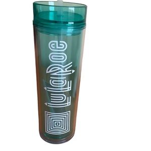 Lularoe BPA  free water bottle with lid and straw straw 16 oz green with logo